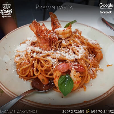 Prawn Pasta panos restaurant laganas